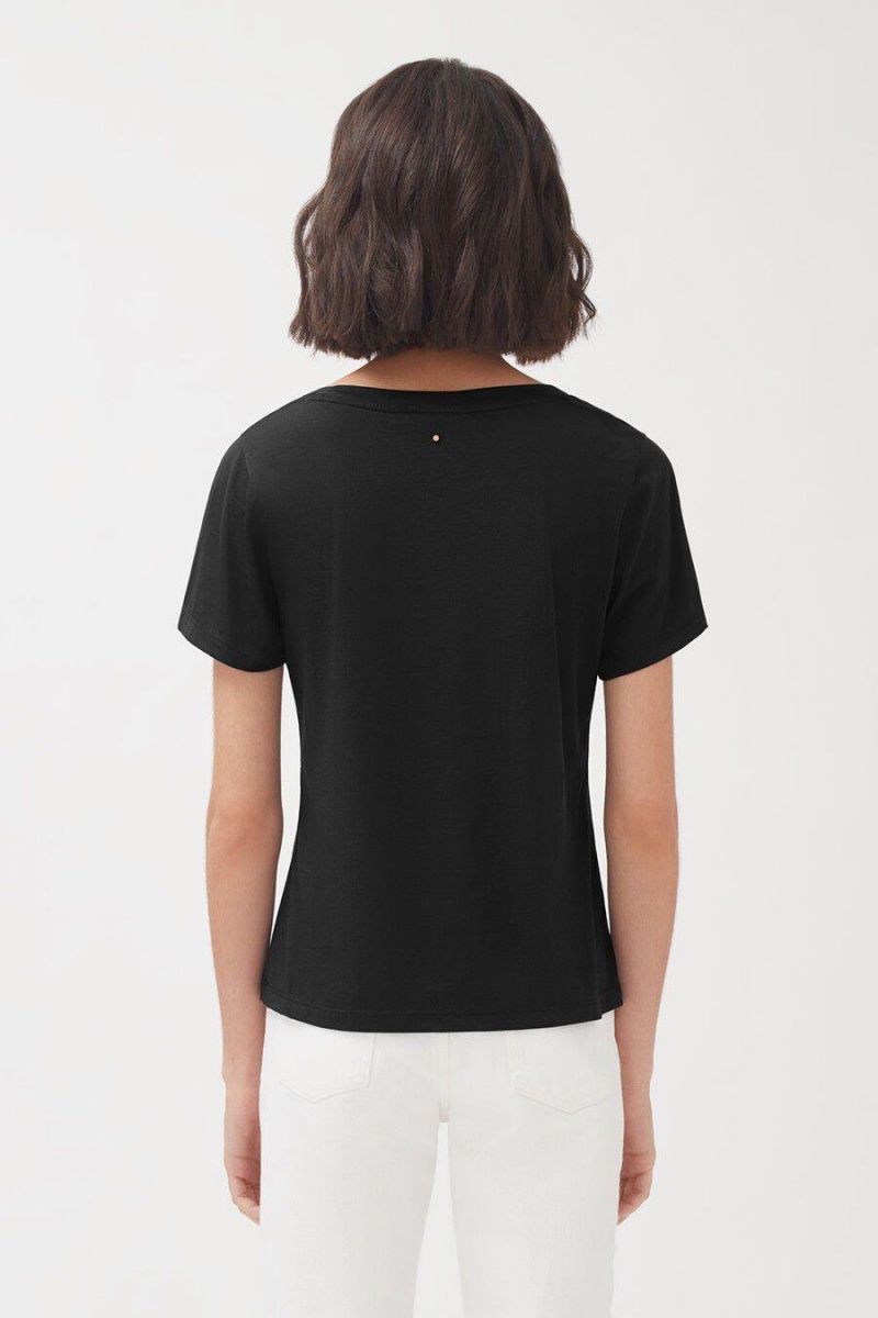 Cuyana Pima Scoop Neck Tee T Shirts Dame Sort | DHJ5156QZ