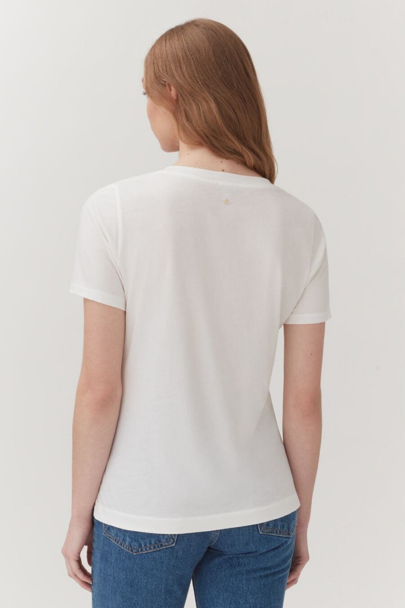 Cuyana Pima V-Neck Tee T Shirts Dame Hvide | MGX1119LA