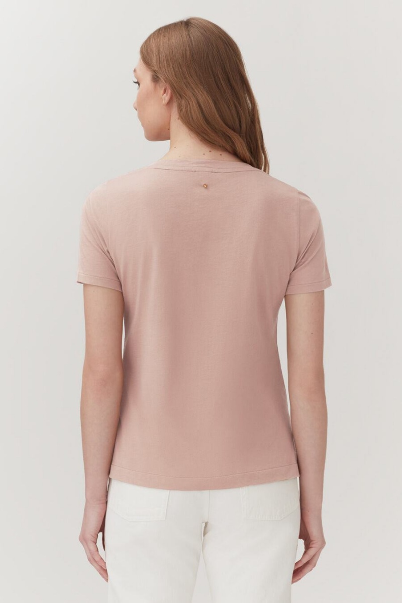 Cuyana Pima V-Neck Tee T Shirts Dame Lyserød | MOK2191KH