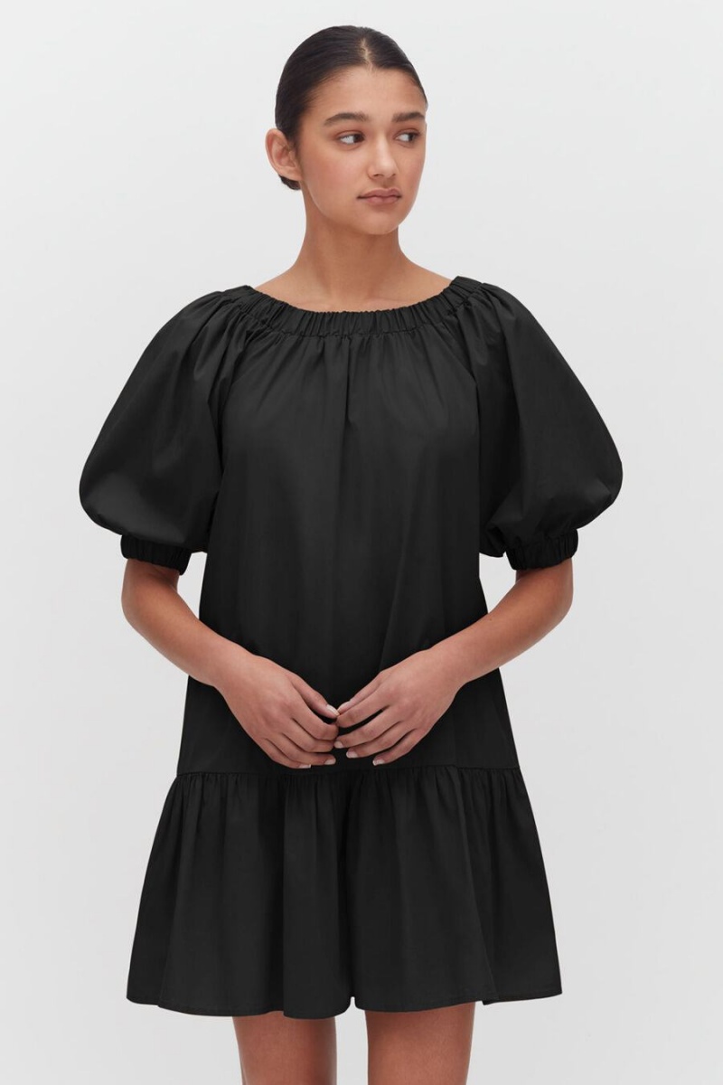 Cuyana Poplin Off The Shoulder Kjole Dame Sort | PXT1288DV