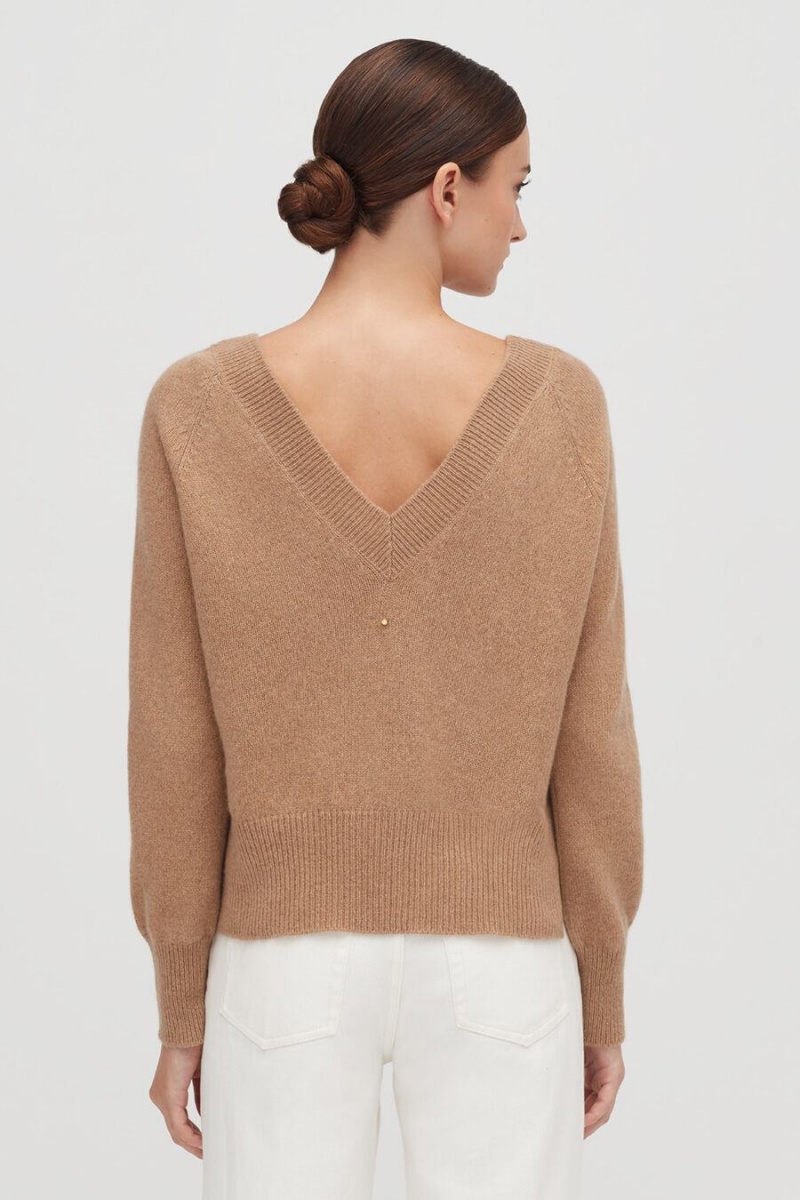 Cuyana Recycled Cashmere Deep V-Neck Trøjer Dame Brune | XHS5913VG