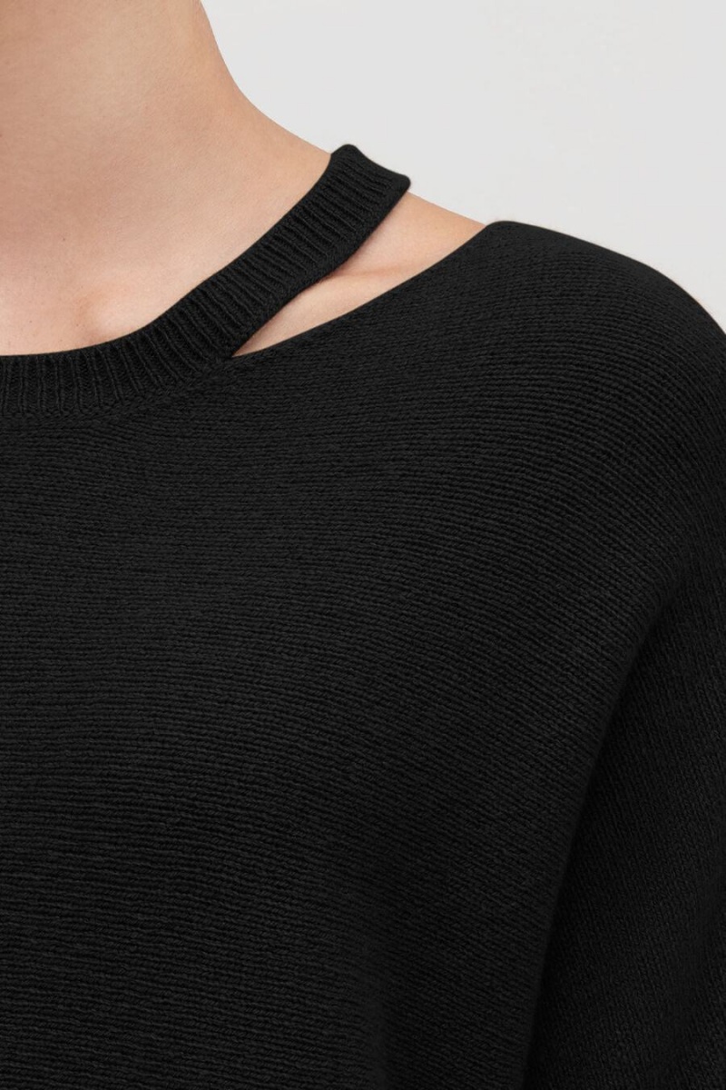 Cuyana Recycled Cashmere Split-Neck Trøjer Dame Sort | VBC6379KU