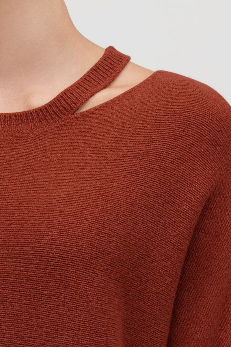 Cuyana Recycled Cashmere Split-Neck Trøjer Dame Mørkeorange | FMU3112SI