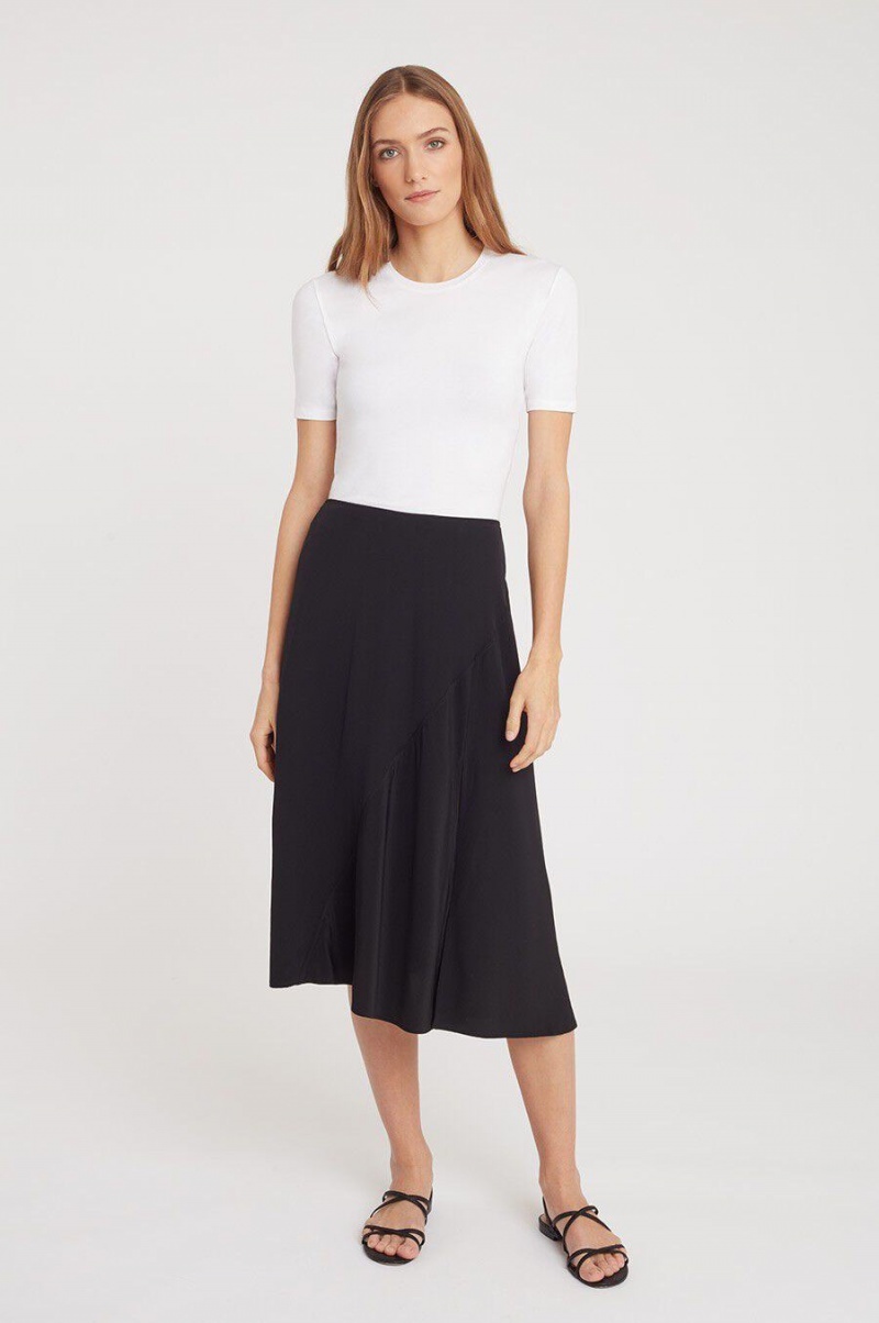 Cuyana Silk Asymmetrical Nederdel Dame Sort | EYP431JO