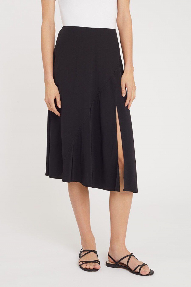 Cuyana Silk Asymmetrical Nederdel Dame Sort | EYP431JO