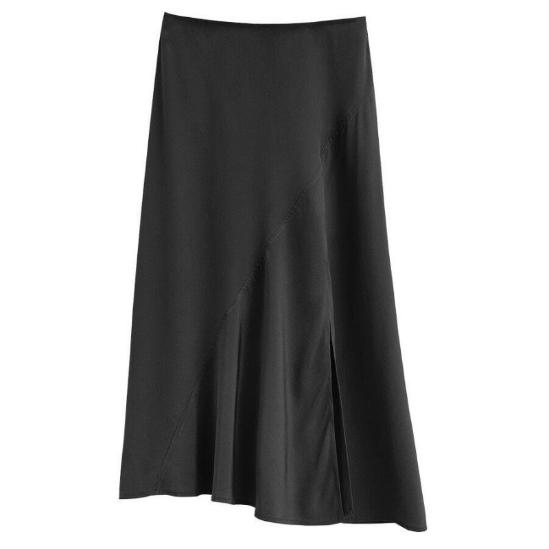 Cuyana Silk Asymmetrical Nederdel Dame Sort | EYP431JO