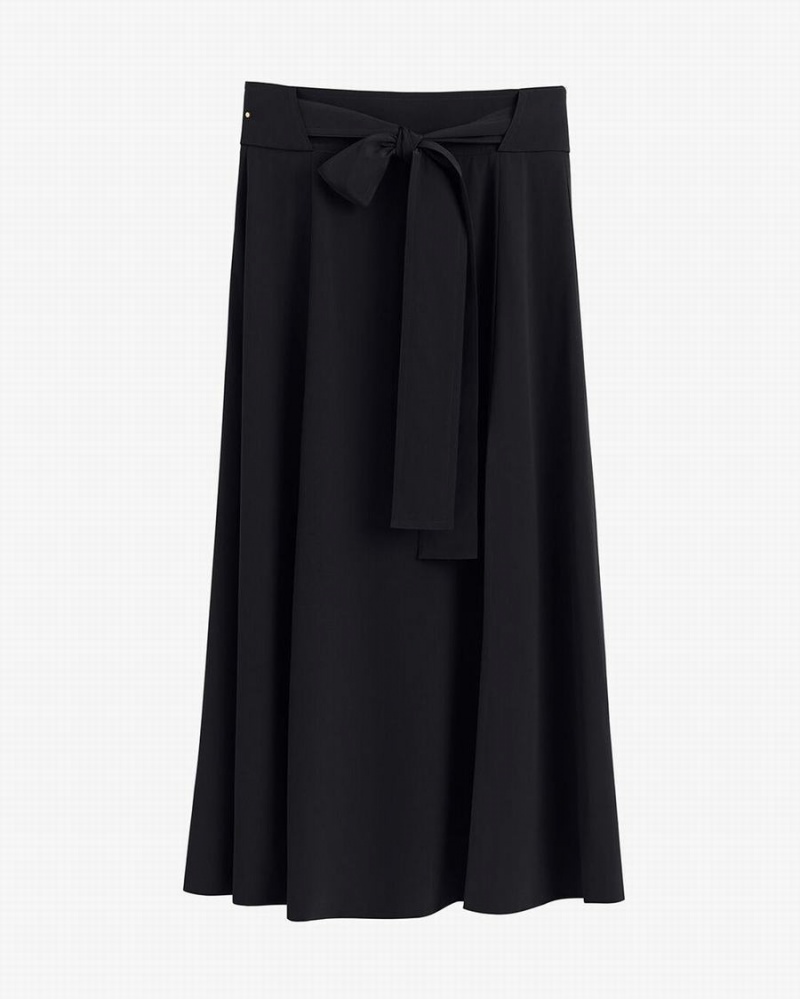 Cuyana Silk Belted Midi Nederdel Dame Sort | NTQ3896GU