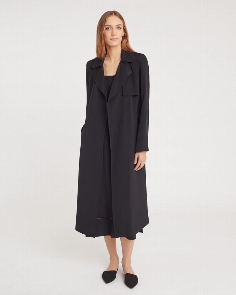 Cuyana Silk Classic Trench Vindjakke Dame Sort | FIU4911SB