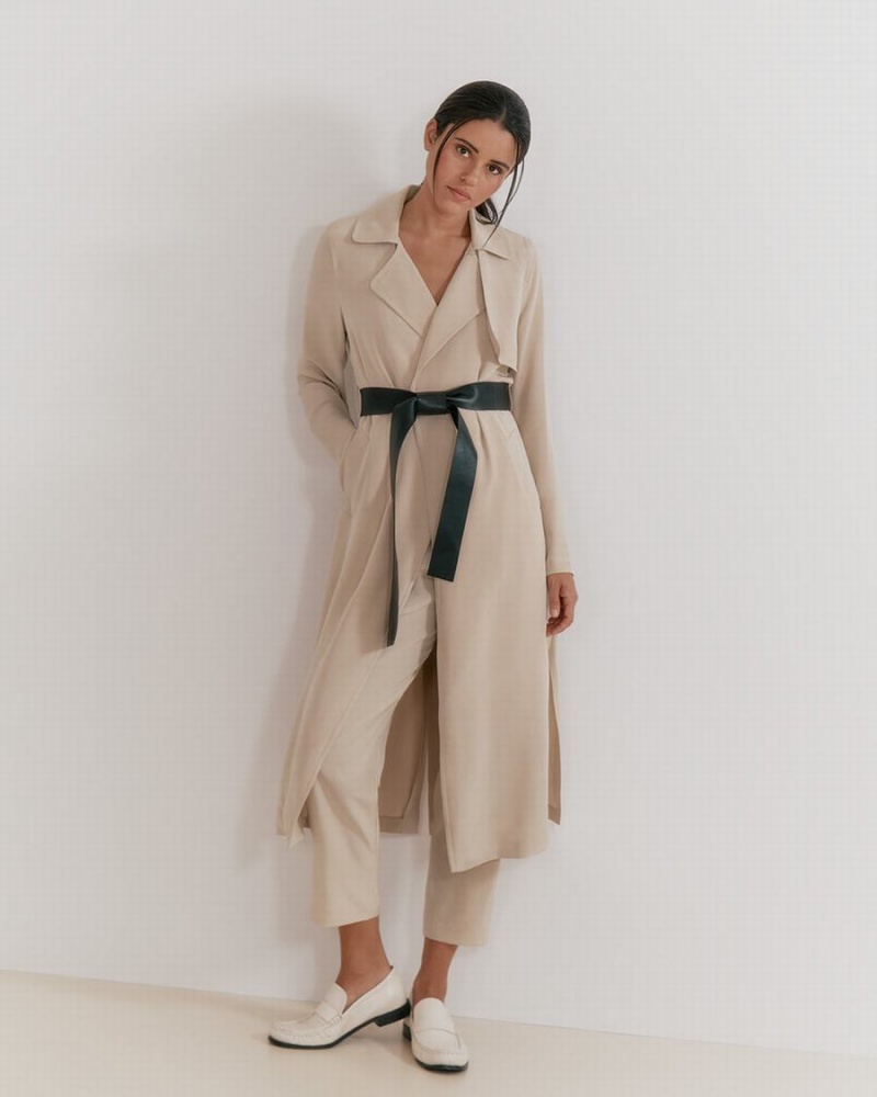 Cuyana Silk Classic Trench Vindjakke Dame Brune | QCK9852GW