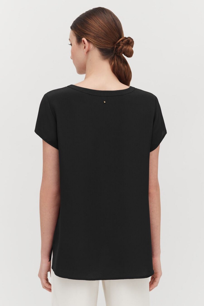 Cuyana Silk High-Low Tee T Shirts Dame Sort | ZNH1160EQ