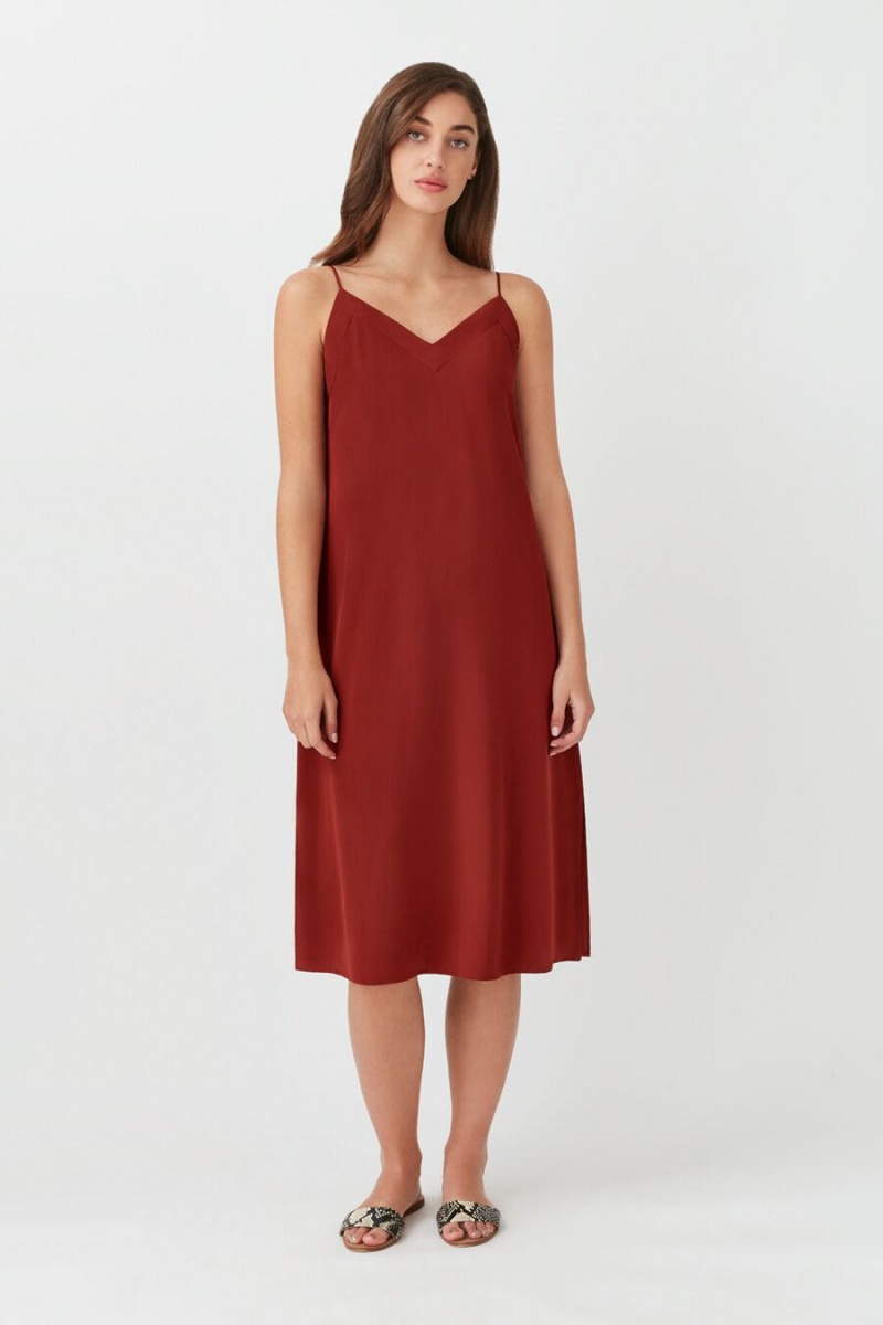 Cuyana Silk Slip Kjole Dame Mørkerød | QOZ1528FP