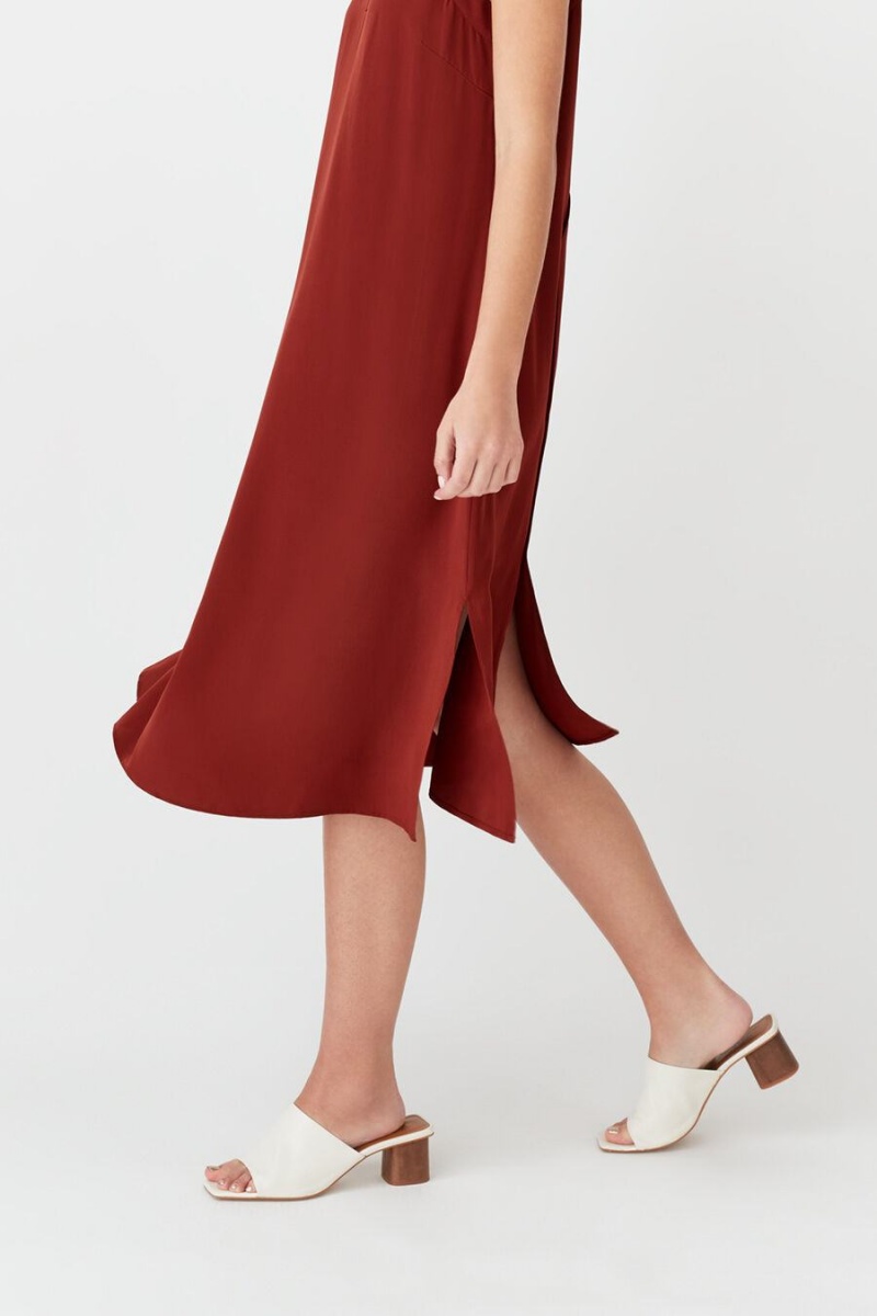 Cuyana Silk Slip Kjole Dame Mørkerød | QOZ1528FP