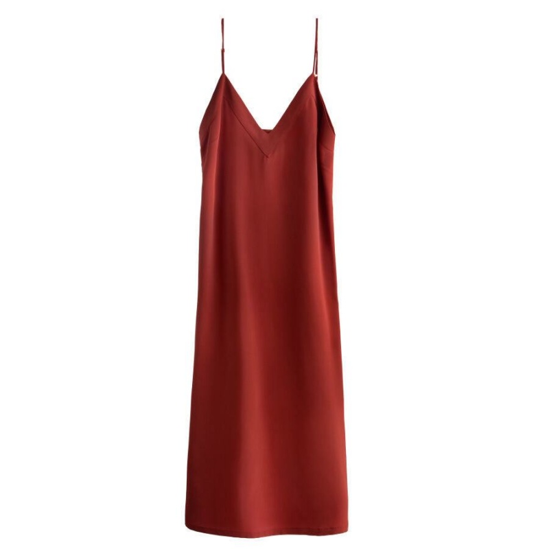 Cuyana Silk Slip Kjole Dame Mørkerød | QOZ1528FP