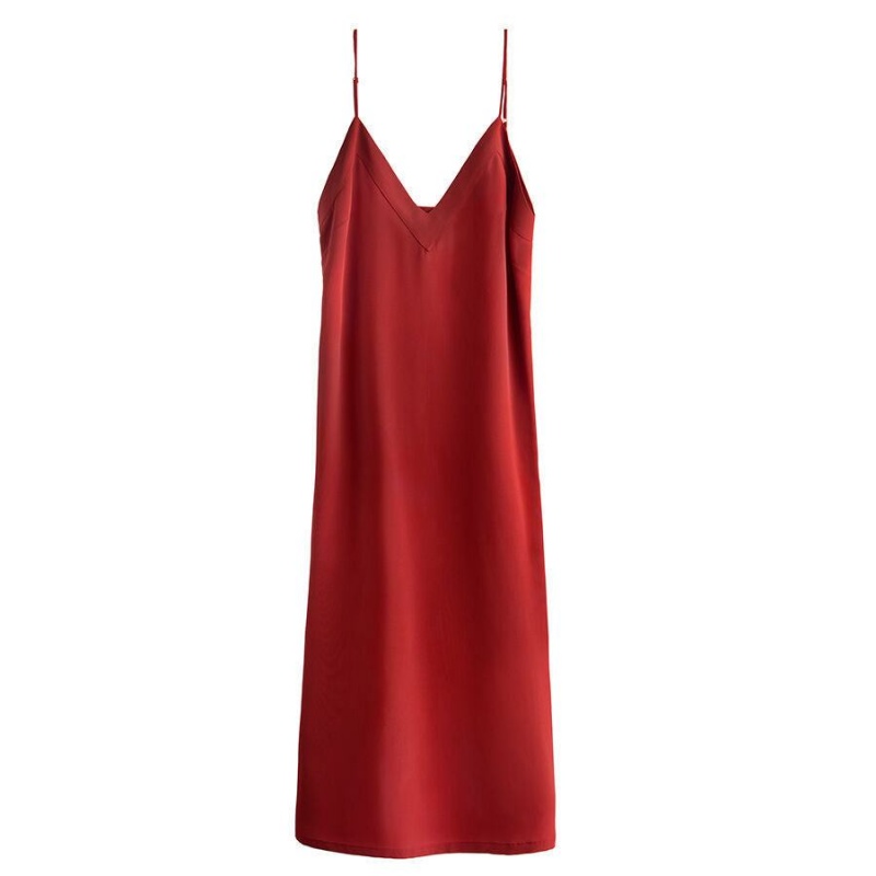 Cuyana Silk Slip Kjole Dame Rød | SDP697NN