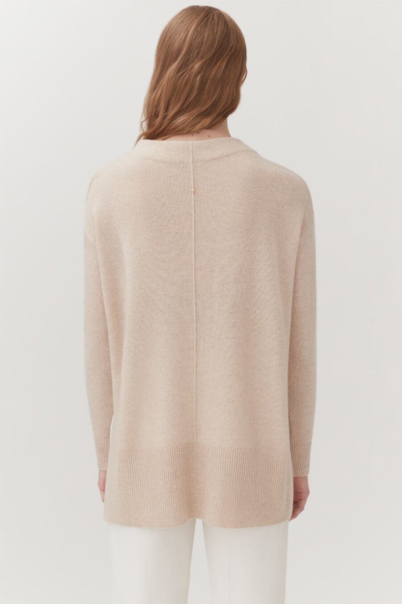 Cuyana Single-Origin Cashmere Funnel Neck Trøjer Dame Beige | FUB501KP