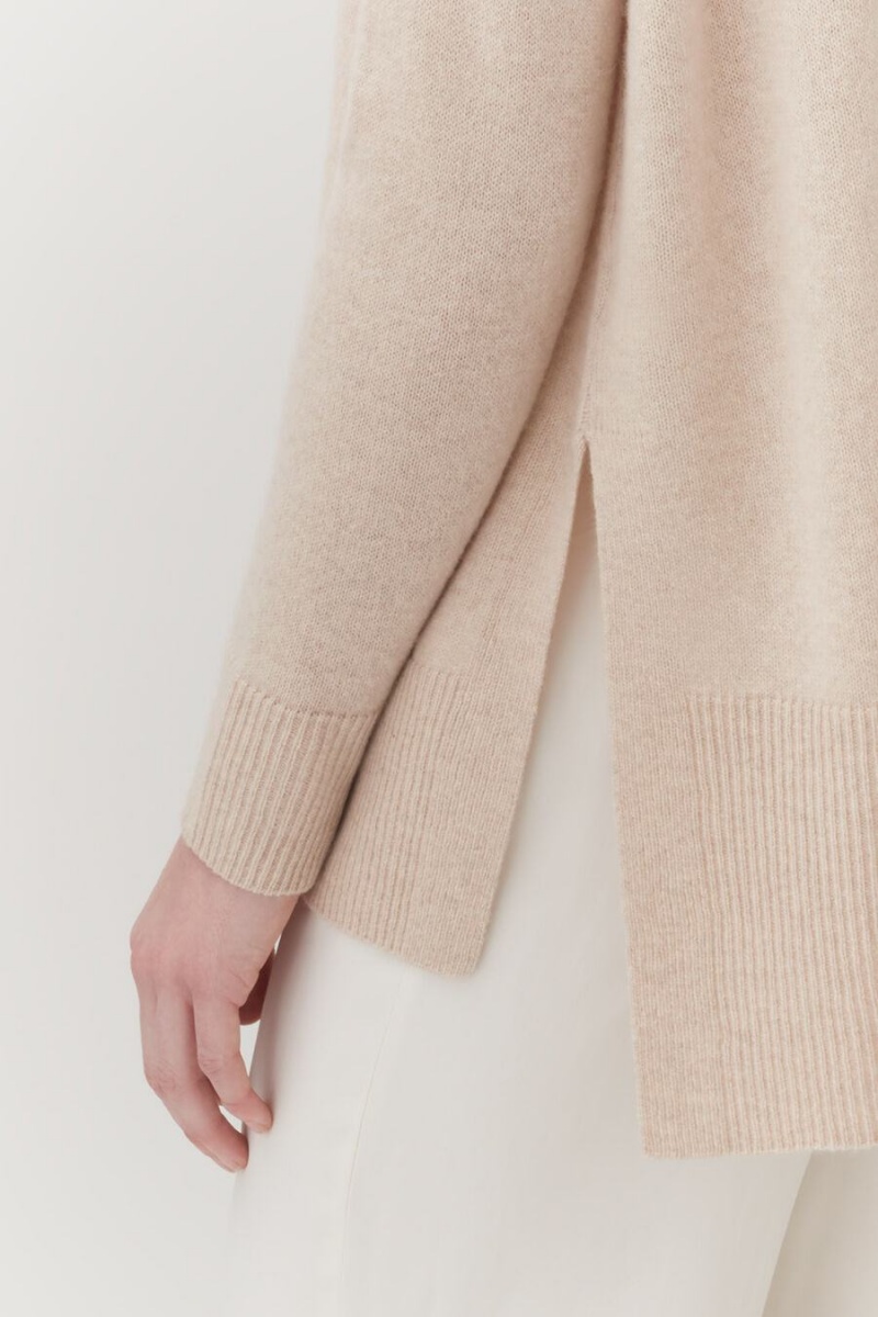 Cuyana Single-Origin Cashmere Funnel Neck Trøjer Dame Beige | FUB501KP