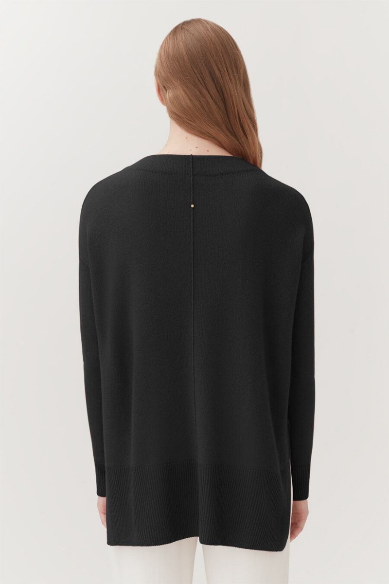 Cuyana Single-Origin Cashmere Funnel Neck Trøjer Dame Sort | YUQ5659CG