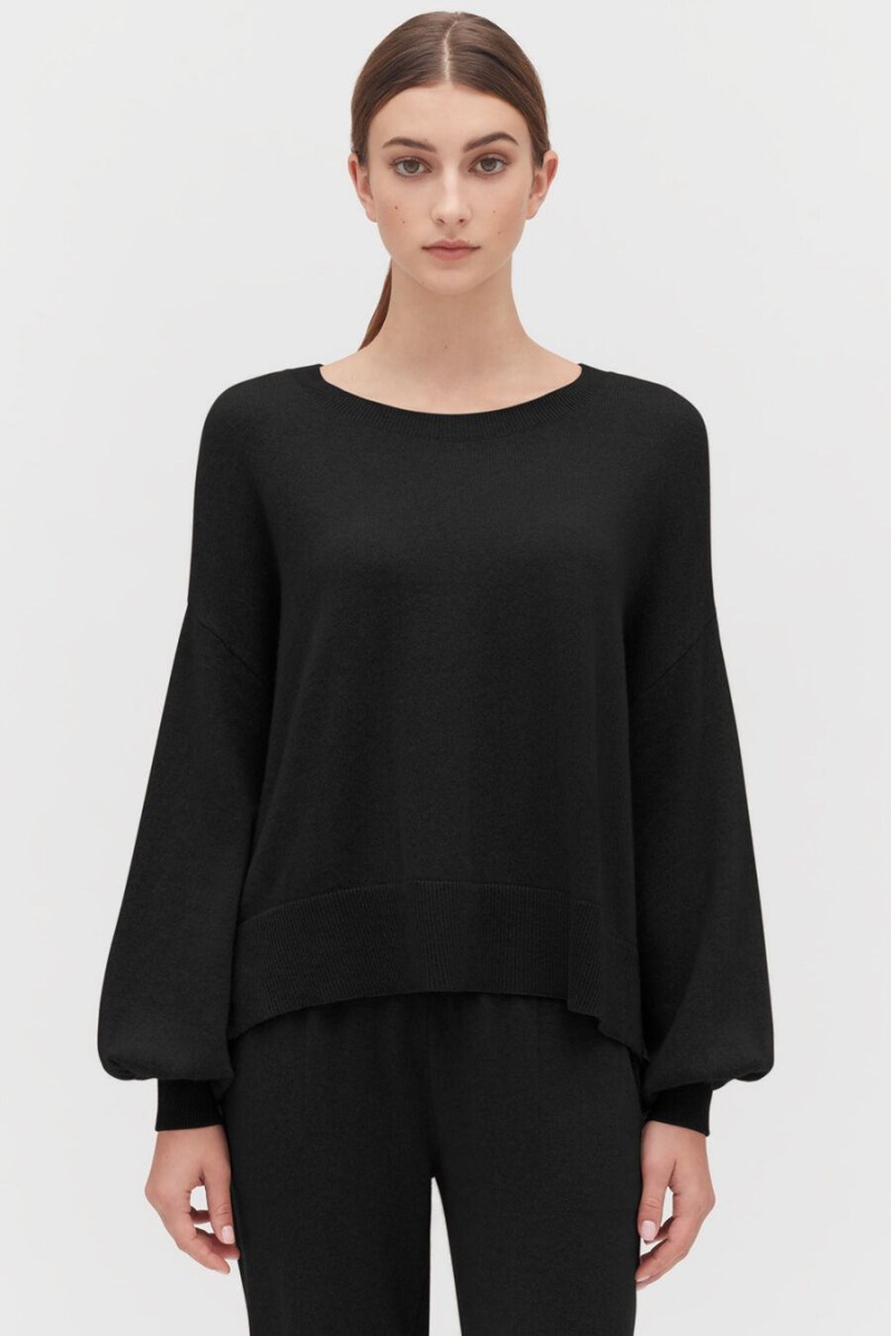 Cuyana Single-Origin Cashmere Open Side Trøjer Dame Sort | GIP1744GG