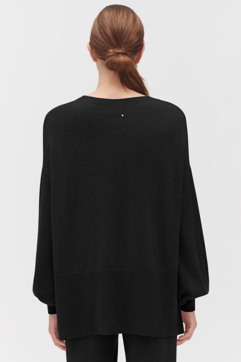 Cuyana Single-Origin Cashmere Open Side Trøjer Dame Sort | GIP1744GG