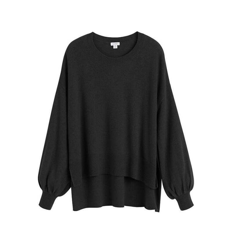 Cuyana Single-Origin Cashmere Open Side Trøjer Dame Sort | GIP1744GG