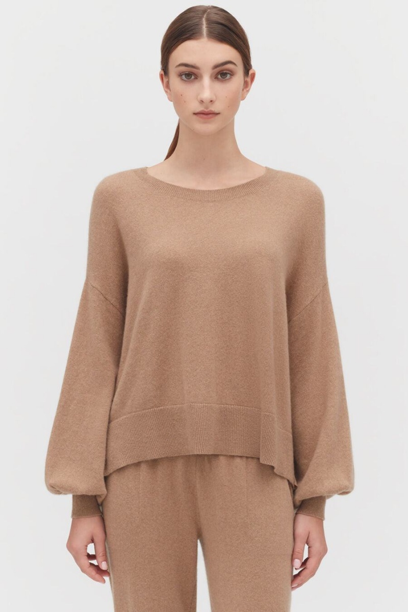 Cuyana Single-Origin Cashmere Open Side Trøjer Dame Brune | PRQ297GJ