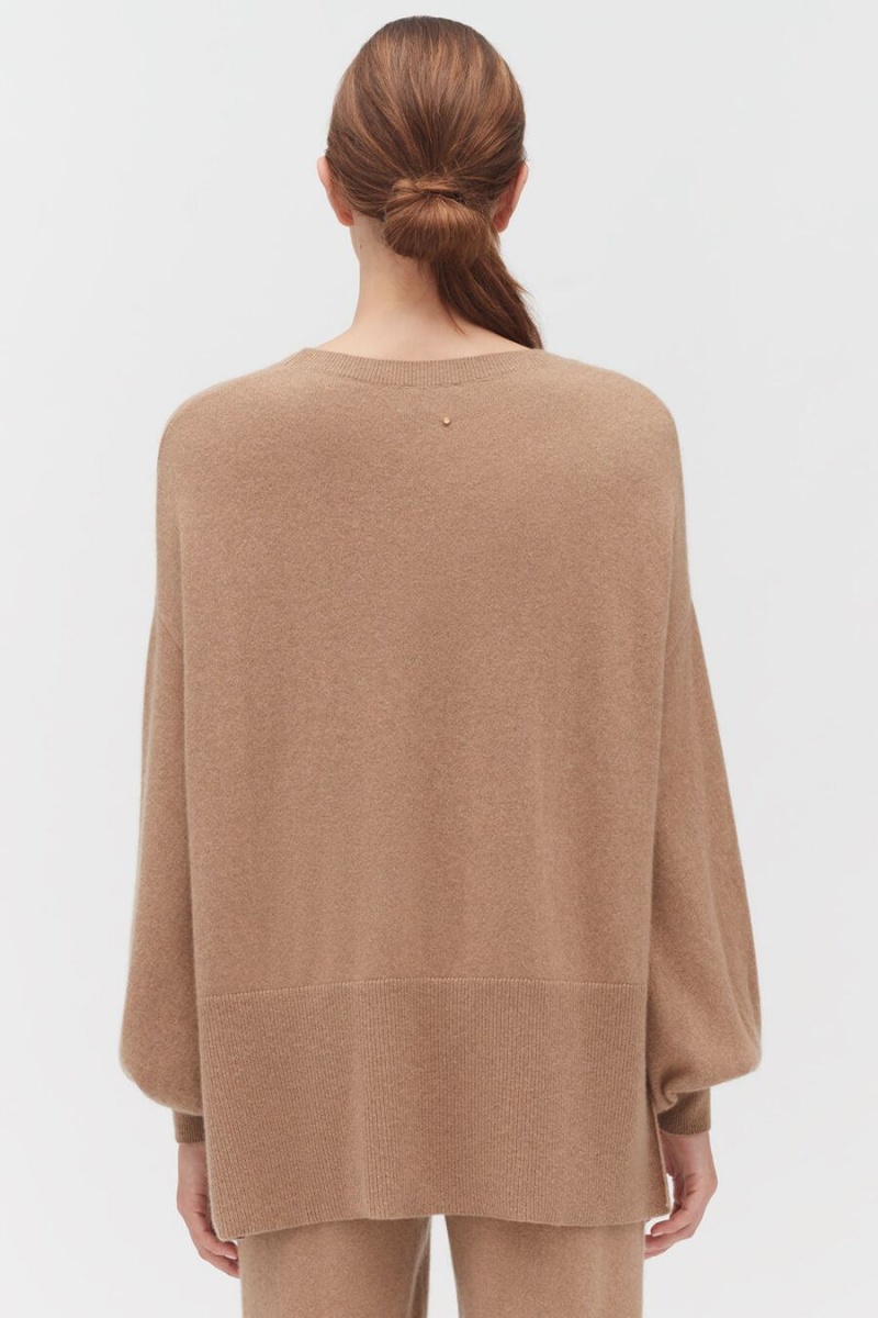 Cuyana Single-Origin Cashmere Open Side Trøjer Dame Brune | PRQ297GJ