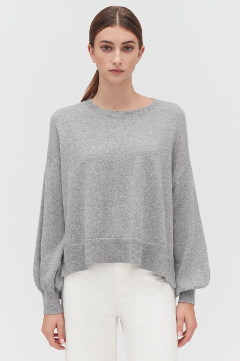 Cuyana Single-Origin Cashmere Open Side Trøjer Dame Lysegrå | CZG235RO