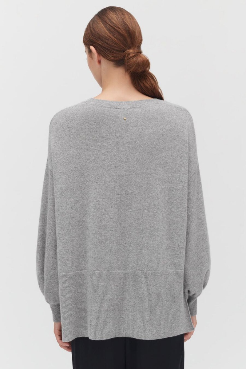 Cuyana Single-Origin Cashmere Open Side Trøjer Dame Lysegrå | CZG235RO