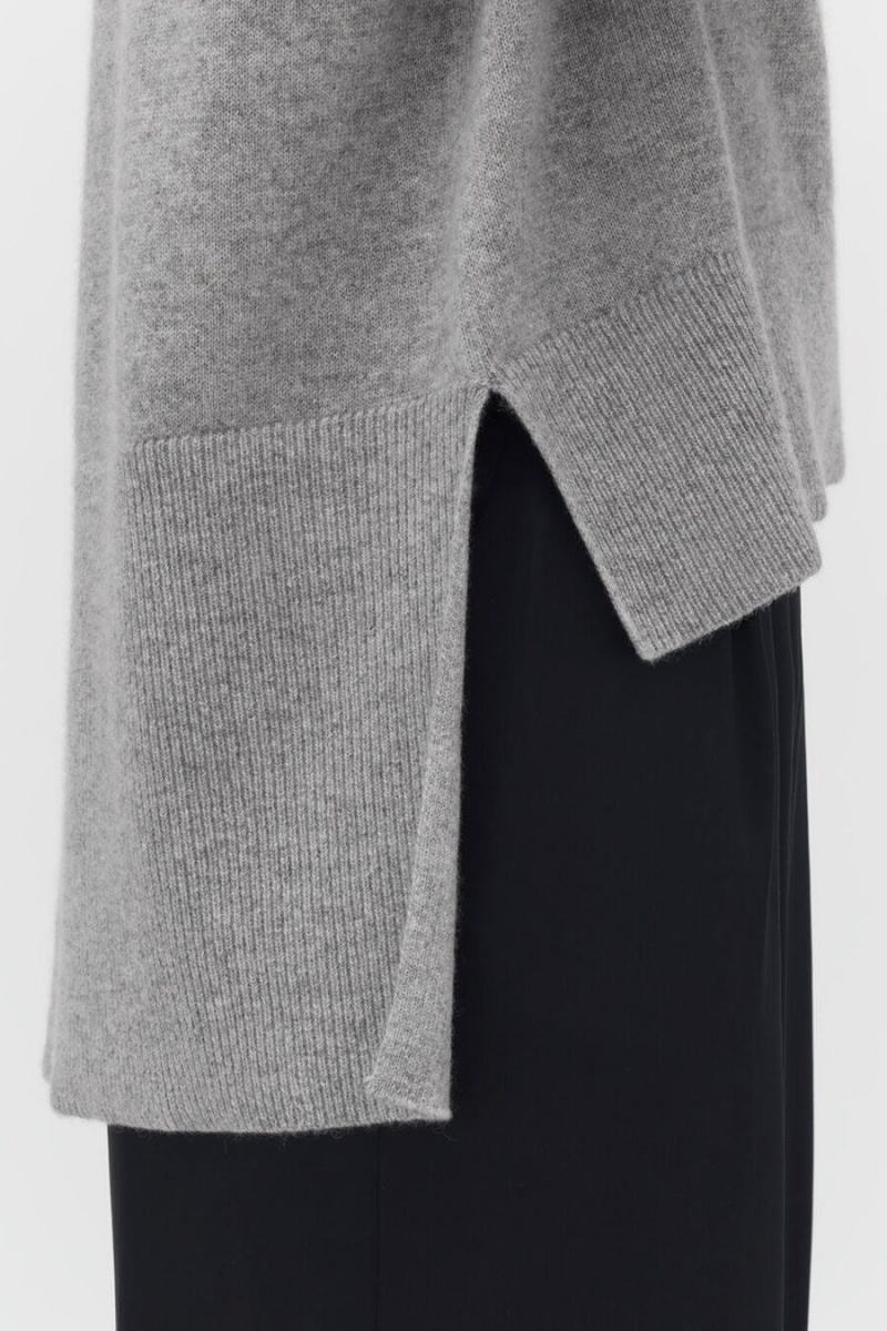 Cuyana Single-Origin Cashmere Open Side Trøjer Dame Lysegrå | CZG235RO