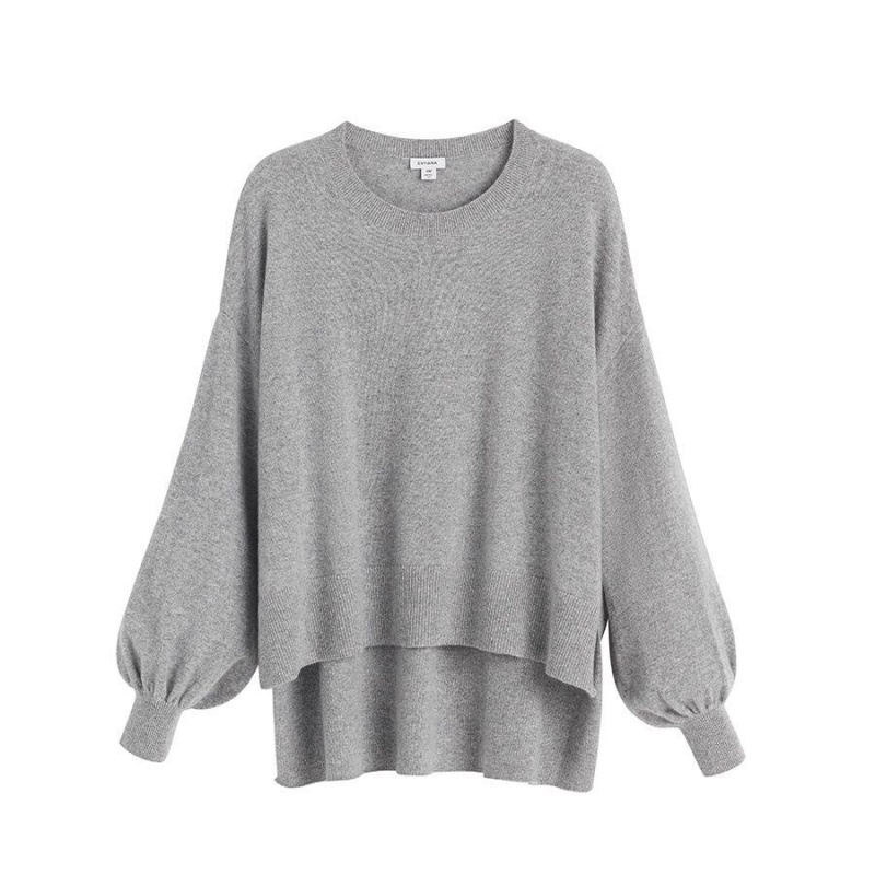 Cuyana Single-Origin Cashmere Open Side Trøjer Dame Lysegrå | CZG235RO