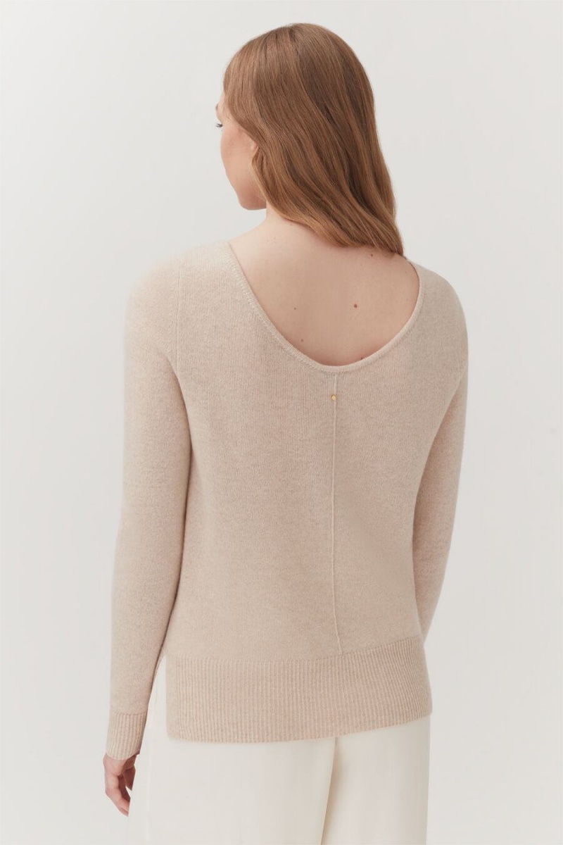 Cuyana Single-Origin Cashmere Scoop Neck Trøjer Dame Beige | MTF9294AT