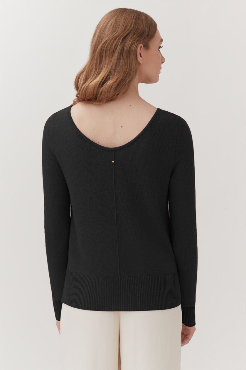 Cuyana Single-Origin Cashmere Scoop Neck Trøjer Dame Sort | DGW2623VV