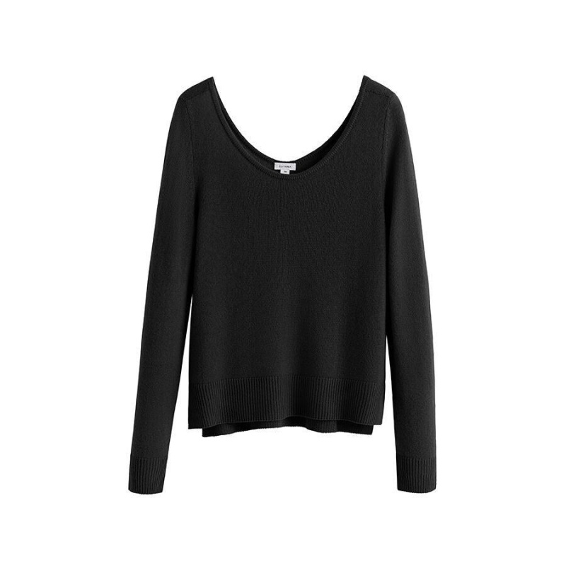 Cuyana Single-Origin Cashmere Scoop Neck Trøjer Dame Sort | DGW2623VV