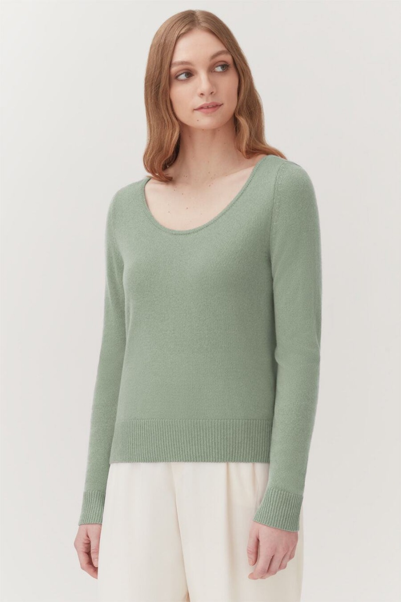 Cuyana Single-Origin Cashmere Scoop Neck Trøjer Dame Grøn | DWP9868QS