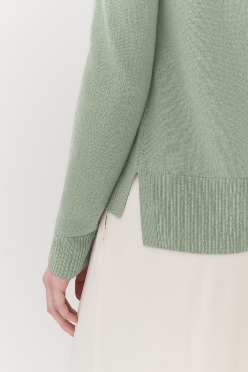 Cuyana Single-Origin Cashmere Scoop Neck Trøjer Dame Grøn | DWP9868QS