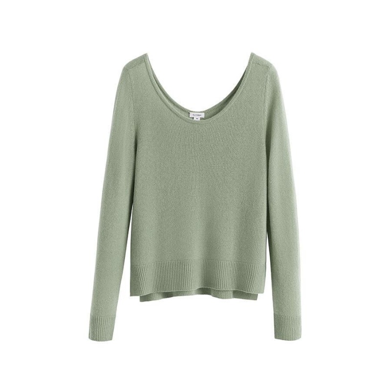 Cuyana Single-Origin Cashmere Scoop Neck Trøjer Dame Grøn | DWP9868QS