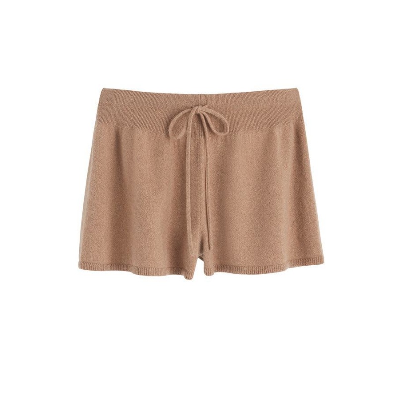 Cuyana Single-Origin Cashmere Shorts Dame Brune | FIH7456DK