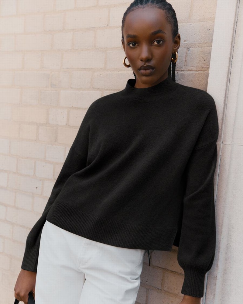 Cuyana Single Origin Cashmere Cropped Trøjer Dame Sort | BIX240UZ