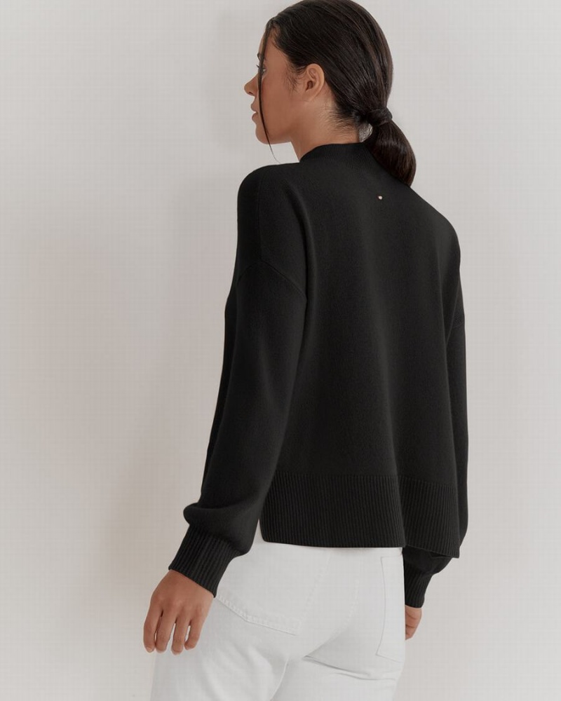 Cuyana Single Origin Cashmere Cropped Trøjer Dame Sort | BIX240UZ