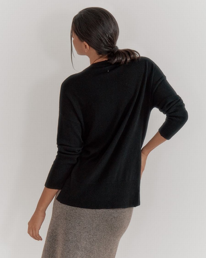 Cuyana Single Origin Cashmere Wrap Trøjer Dame Sort | GSR585DZ