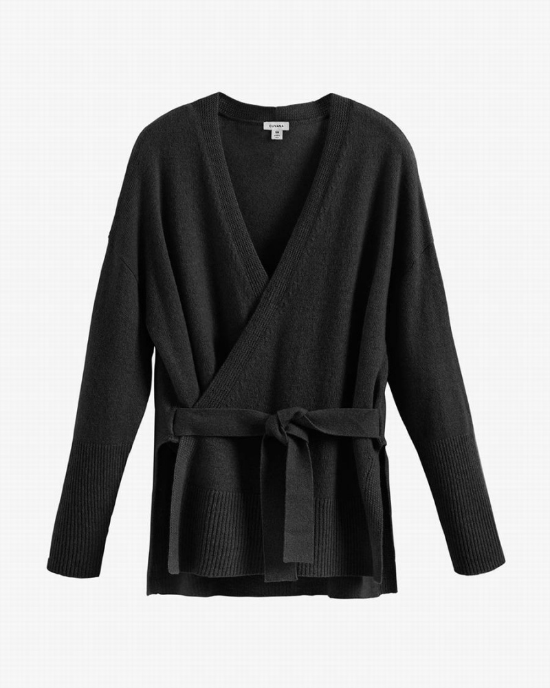 Cuyana Single Origin Cashmere Wrap Trøjer Dame Sort | GSR585DZ