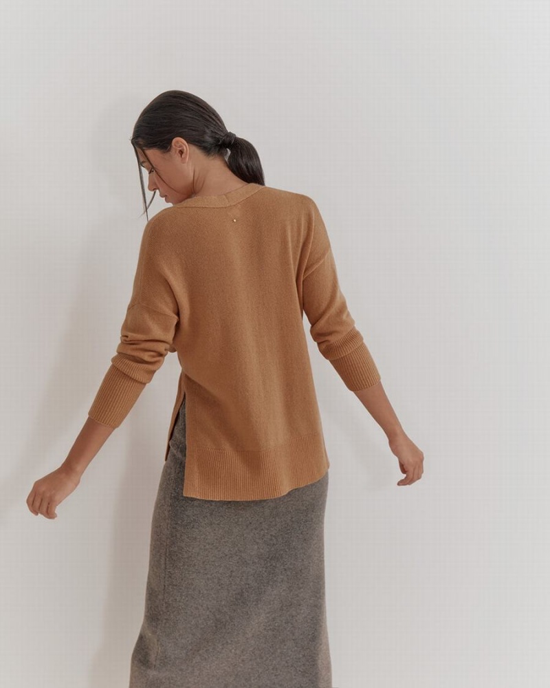 Cuyana Single Origin Cashmere Wrap Trøjer Dame Brune | VZT9039VD