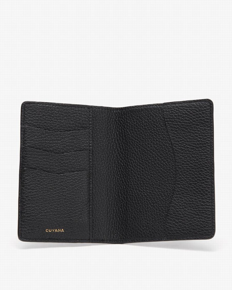 Cuyana Slim Læder Passport Etui Taske Dame Sort | NGH6944XF