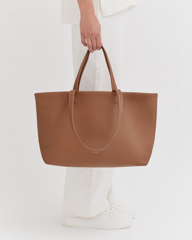 Cuyana Small Easy Tote Tasker Dame Brune | YVF1843PF