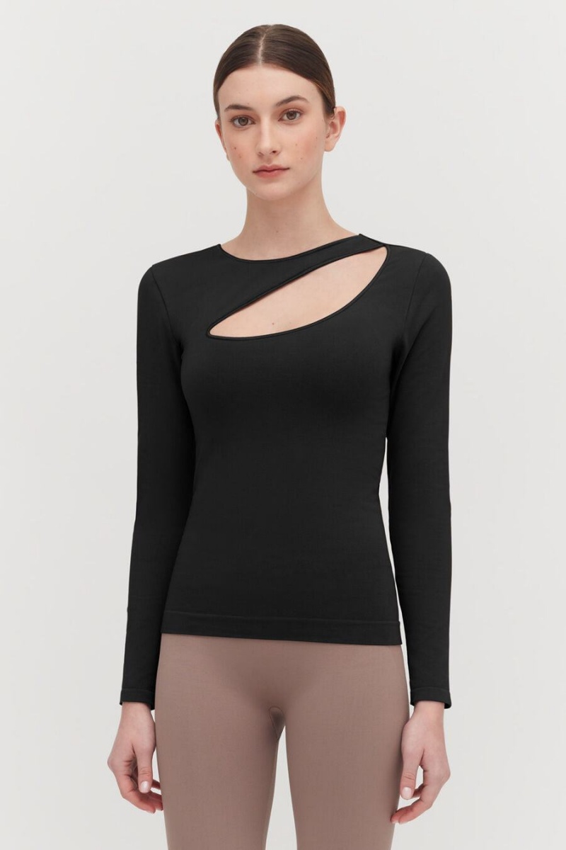 Cuyana Stretch Long Sleeve Tee T Shirts Dame Sort | NML5258IX