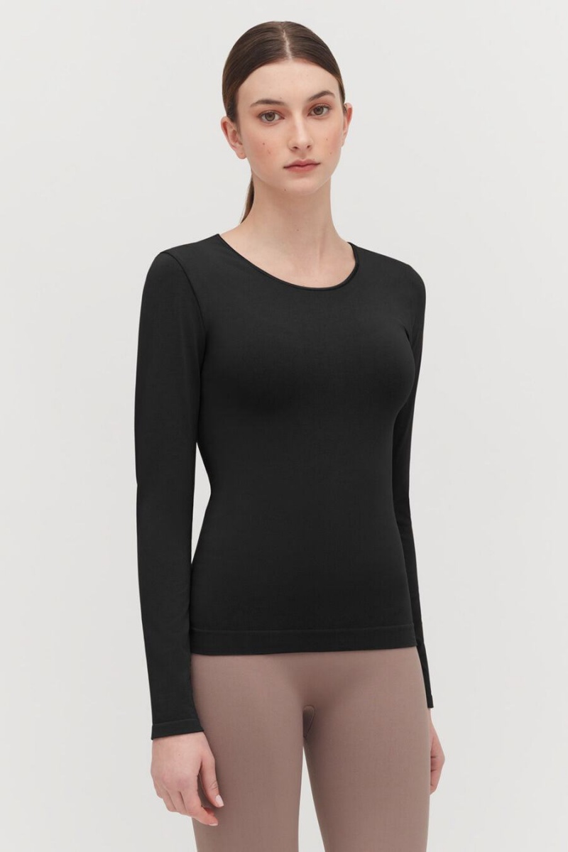 Cuyana Stretch Long Sleeve Tee T Shirts Dame Sort | NML5258IX