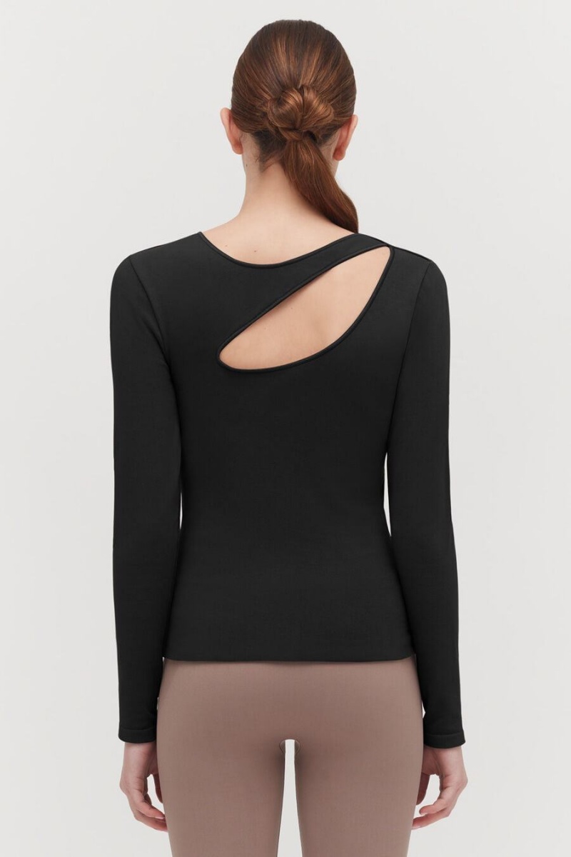 Cuyana Stretch Long Sleeve Tee T Shirts Dame Sort | NML5258IX