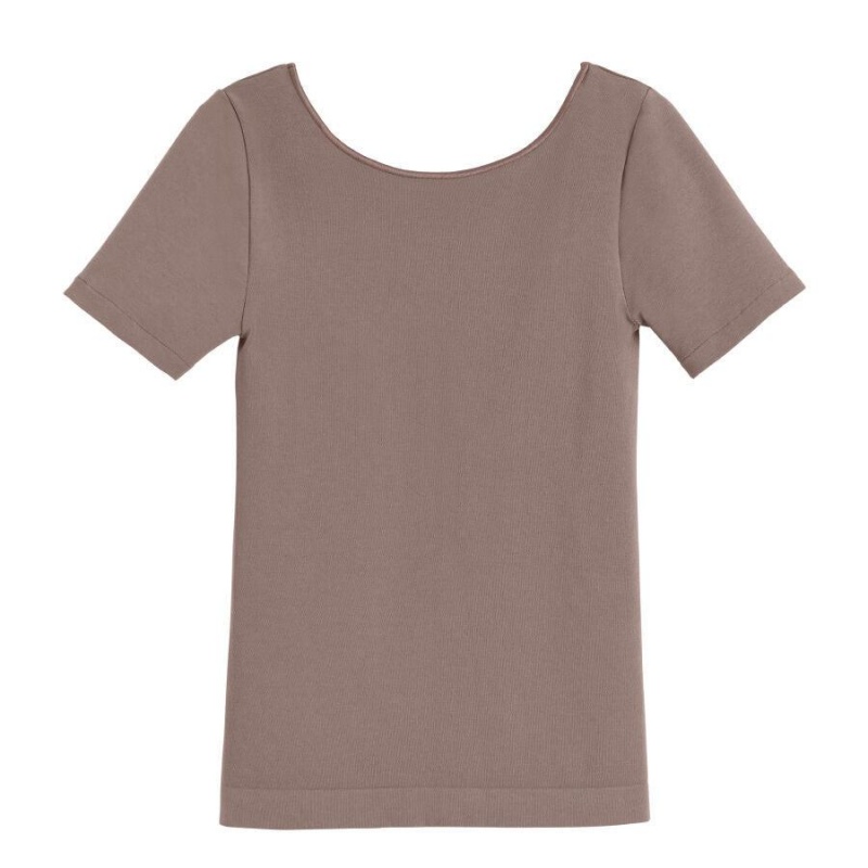 Cuyana Stretch Scoop Neck Tee T Shirts Dame Lysebrune | UIZ6531NZ