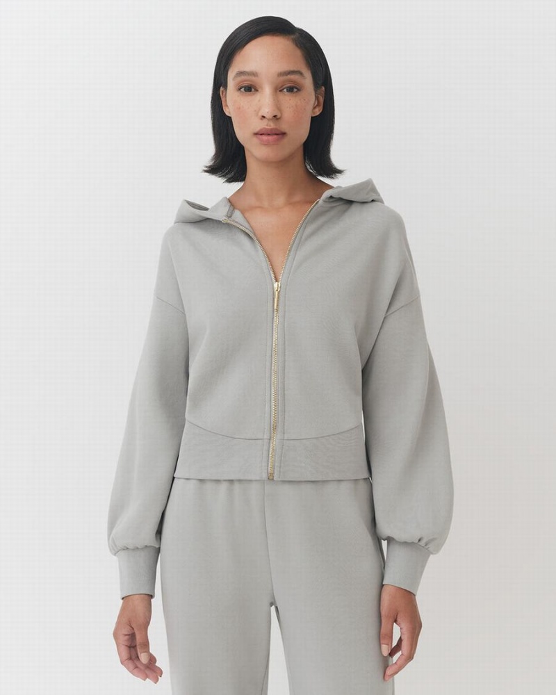 Cuyana Terry Zip Front Hættetrøje Dame Grå | PQU3367WR