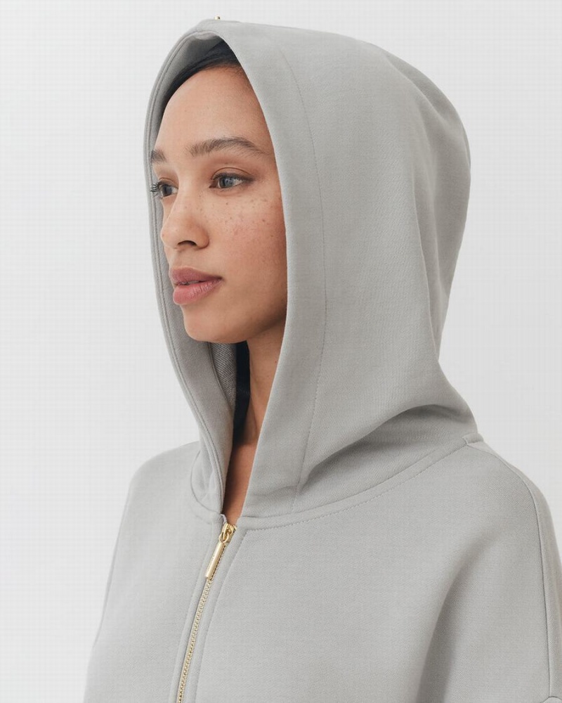 Cuyana Terry Zip Front Hættetrøje Dame Grå | PQU3367WR